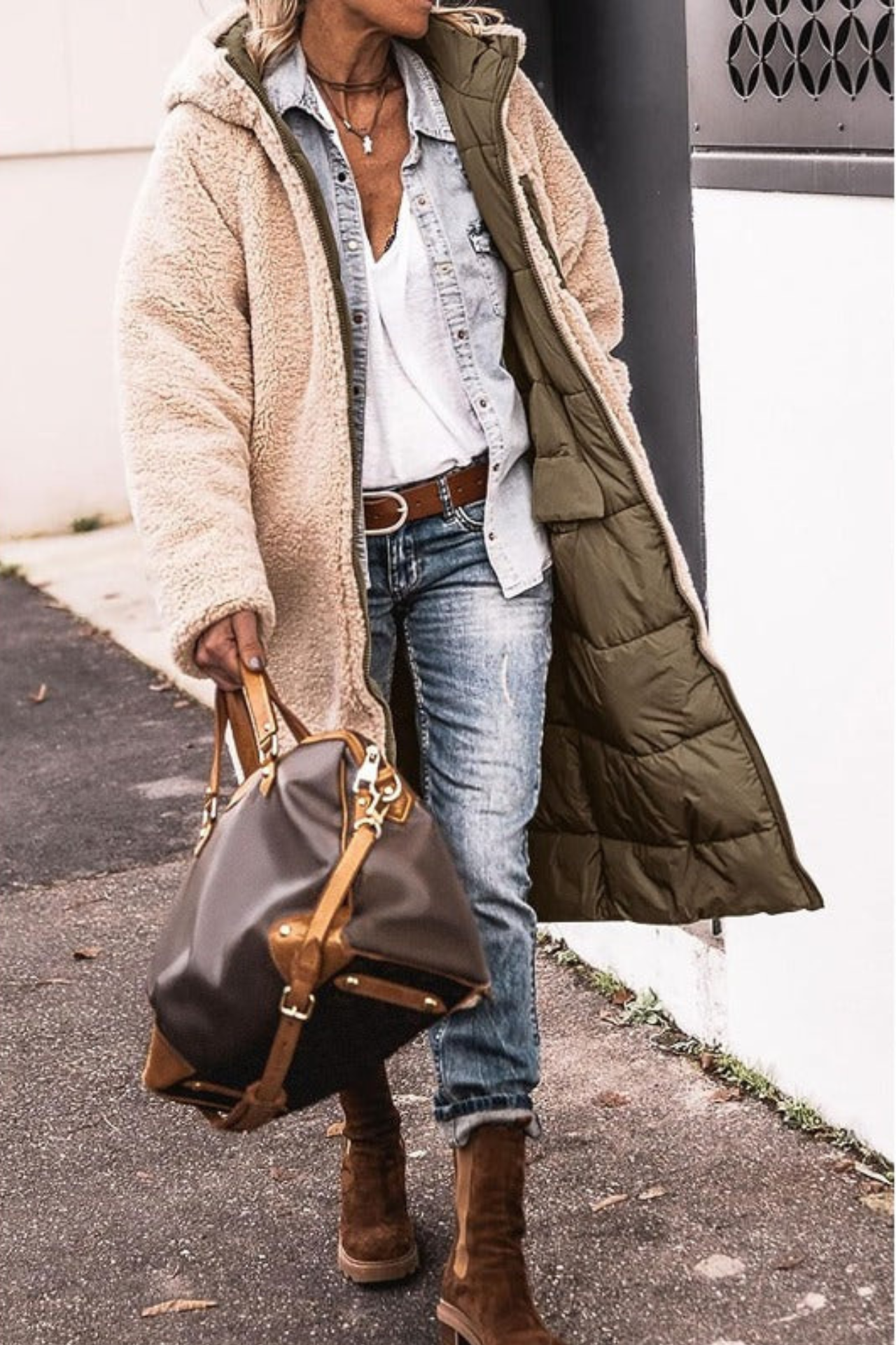 Anny™ | Manteau Long Réversible Doublé en Fourrure