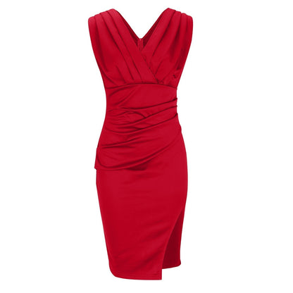 Florine | Robe Cintrée à Décolleté en V et Fente