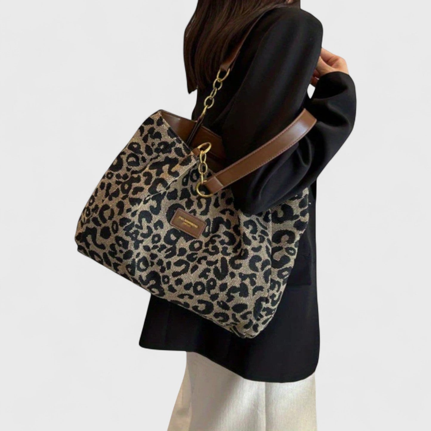 Alizée | Sac shopping en toile motif léopard