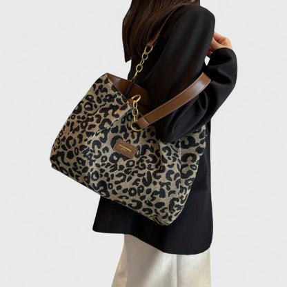 Alizée | Sac shopping en toile motif léopard