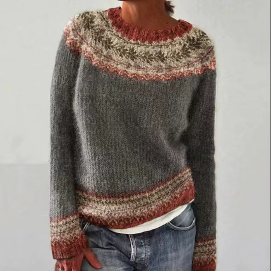 Giulia – Pull confortable - brun/gris