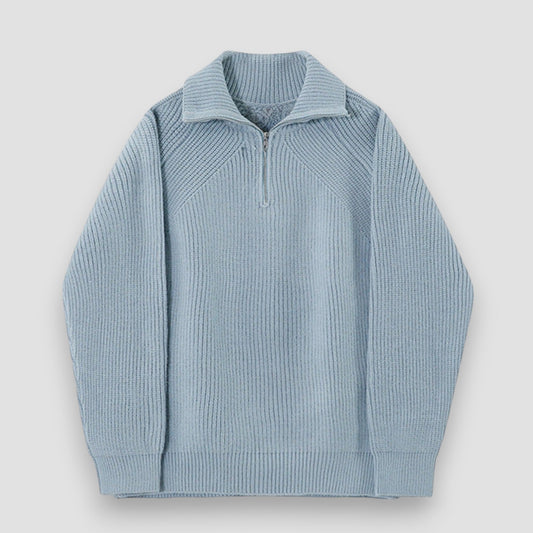 Chez Monsieur™ | Pull Azure à quart de zip