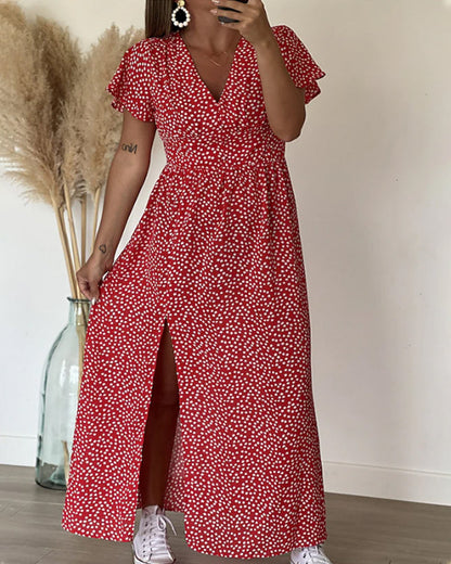 Isa | Robe longue imprimée à encolure en V