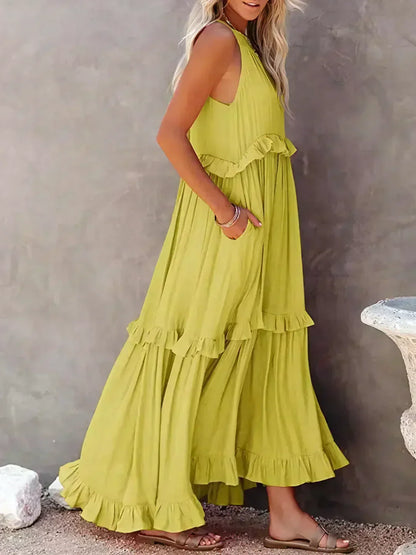 Sarah | Robe Maxi Volant Halter (Presque épuisé)