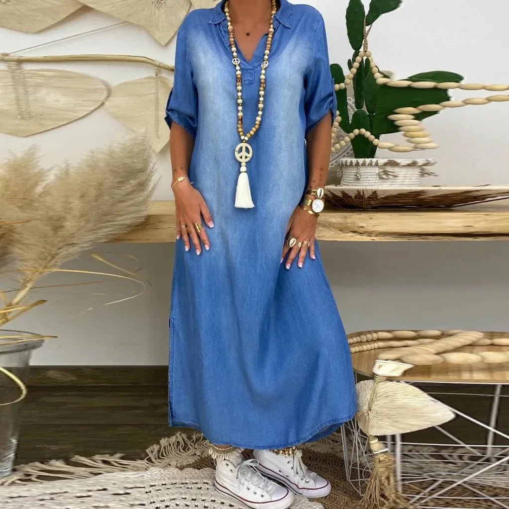 Camille™ |Robe Longue Style Jeans