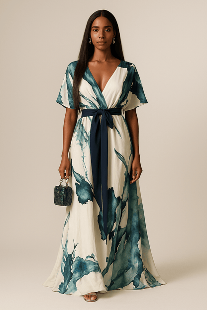 Nayla™ | Robe Longue à Imprimé Aquarelle